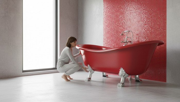 Red designer bathtub freestanding luxury tub in red bath tub
