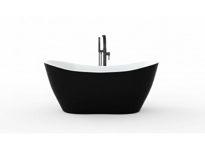 Black designer bathtub, freestanding luxury tub in black.