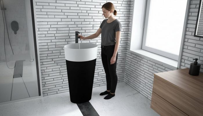 Freestanding washstand design acrylic washbowl with pedestal countertop basin