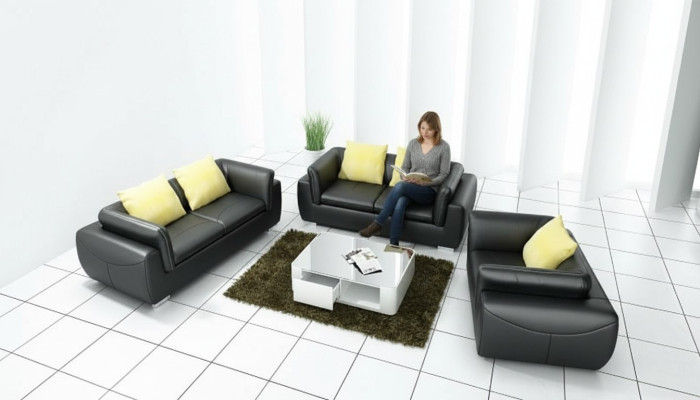 Leather sofa with USB living area 3+2+1 seater suite design modern sofa couch