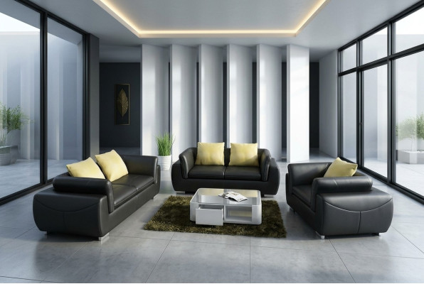 Leather sofa with USB living area 3+2+1 seater suite design modern sofa couch