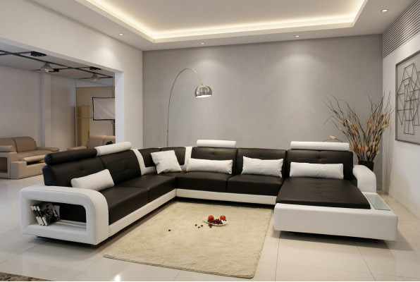 Corner sofa with USB padding sofa living landscape corner seating upholstery leather textile H2209