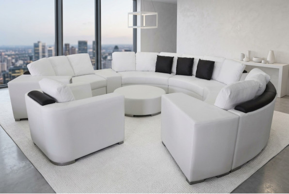 Round Sofa Couch Upholstery XXL Big Round Couches Living Landscape Armchair Pouf + USB