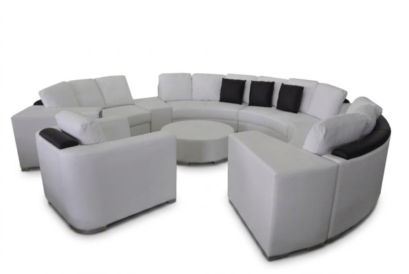 Round Sofa Couch Upholstery XXL Big Round Couches Living Landscape Armchair Pouf + USB