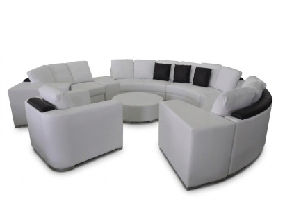 Round Sofa Couch Upholstery XXL Big Round Couches Living Landscape Armchair Pouf + USB