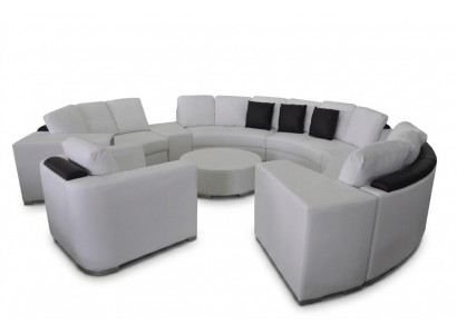 Round Sofa Couch Upholstery XXL Big Round Couches Living Landscape Armchair Pouf + USB