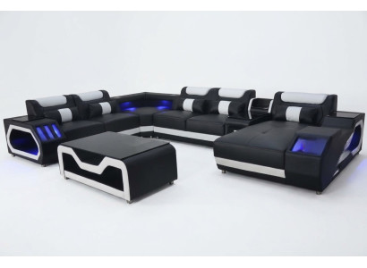 Design leather upholstered seat corner landscape room new living sofa upholstery corner USB