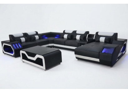Design leather upholstered seat corner landscape room new living sofa upholstery corner USB