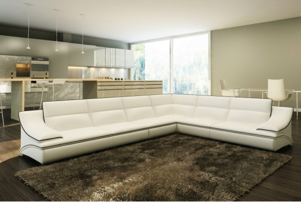 Corner sofa with USB, couch sofa living landscape seating corner suite leather textile Salut