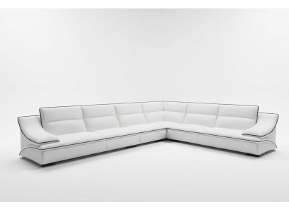 Corner sofa with USB, couch sofa living landscape seating corner suite leather textile Salut