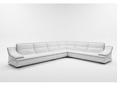 Corner sofa with USB, couch sofa living landscape seating corner suite leather textile Salut