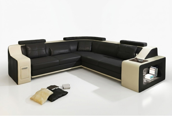 Sectional sofa with USB, leather/textile, sofa, couch, upholstery, living landscape, L-shaped suite, seat.