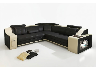 Sectional sofa with USB, leather/textile, sofa, couch, upholstery, living landscape, L-shaped suite, seat.