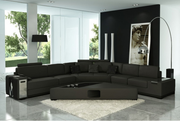 Leather sofa corner sofa with USB upholstery designer corner set living landscape LimaS