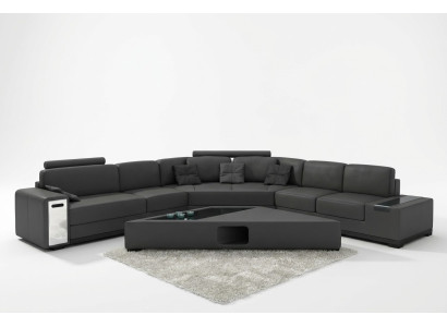 Leather sofa corner sofa with USB upholstery designer corner set living landscape LimaS