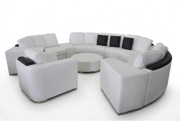 Round sectional sofa leather round couch set corner sofa corner couch + USB