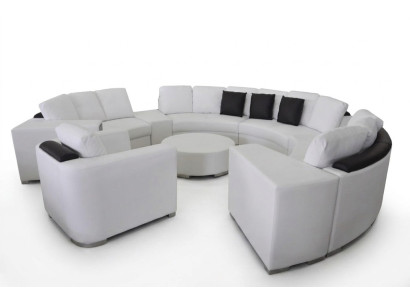 Round sectional sofa leather round couch set corner sofa corner couch + USB