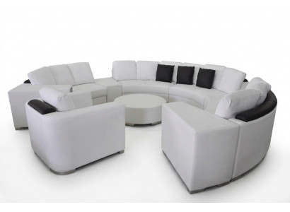 Round sectional sofa leather round couch set corner sofa corner couch + USB