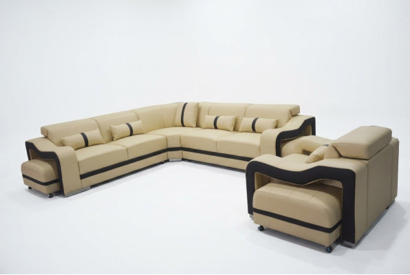 Consider the modern luxury leather U-shaped corner sofa for your living room.