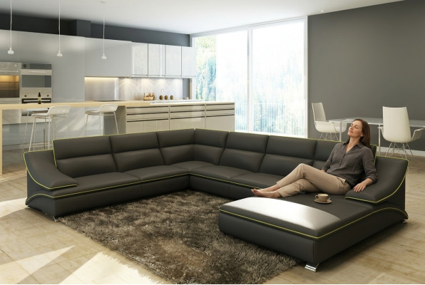 Corner sofa with USB leather sofa upholstery living area couch sofa corner suite U shape