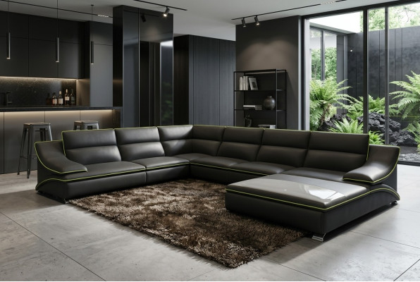Corner sofa with USB leather sofa upholstery living area couch sofa corner suite U shape