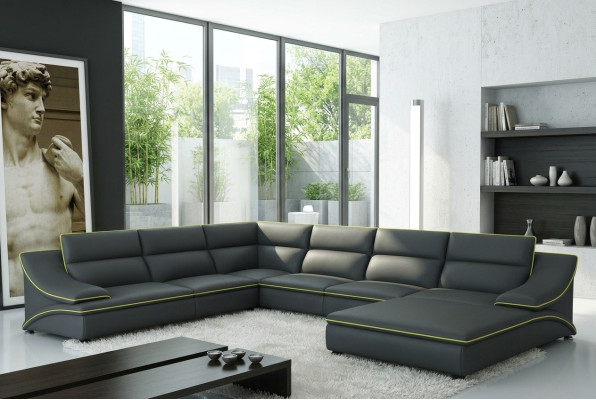 Corner sofa with USB leather sofa living landscape couch seating corner set U-shape EltmannG