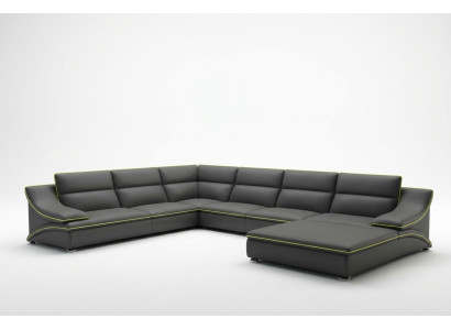 Corner sofa with USB leather sofa living landscape couch seating corner set U-shape EltmannG