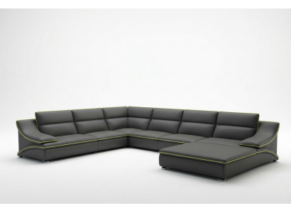 Corner sofa with USB leather sofa living landscape couch seating corner set U-shape EltmannG