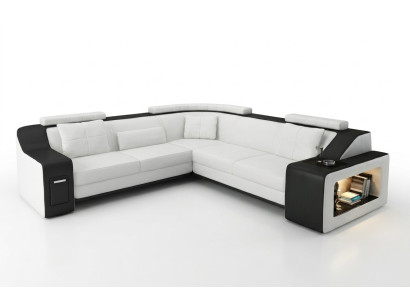 Sectional sofa leather textile sofa couch USB upholstered living area L set seat new