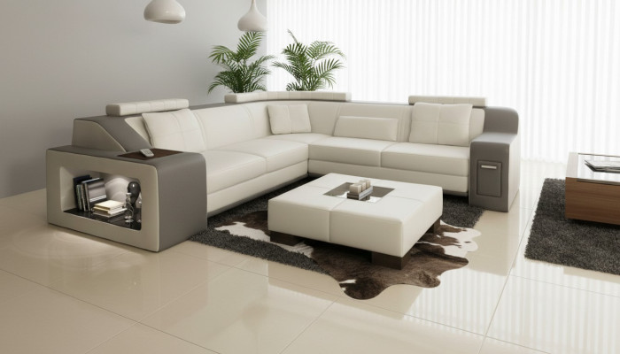 Corner sofa leather textile sofa with USB upholstery living landscape L suite seating Isching