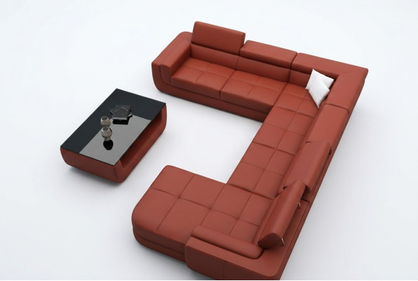 Upholstered Leather Sofa Sofa + USB Living Landscape U Shape XXL Big Orange Couch Corner Sofa