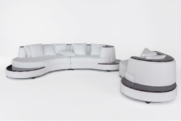 Luxury Round Living Corner Leather Set Landscape Upholstery Corner XXL Round Sofa USB