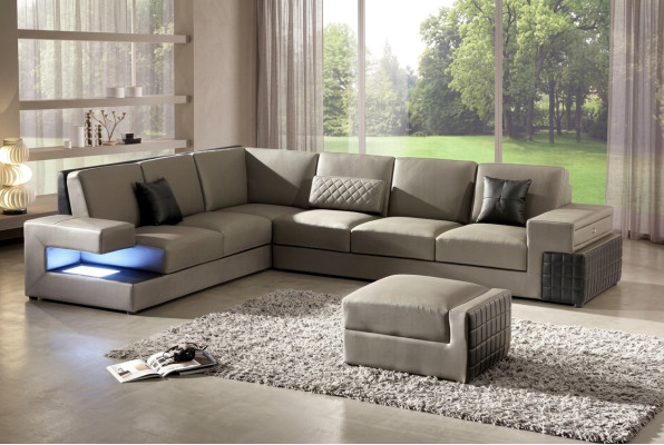 Modern corner sofa + USB upholstery seat leather design sofa set living landscape new