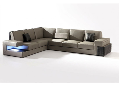 Modern corner sofa + USB upholstery seat leather design sofa set living landscape new