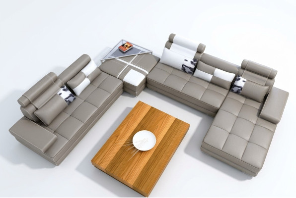 Corner sofa with USB living landscape leather sofa XXL designer sofas Wolfhagen gray