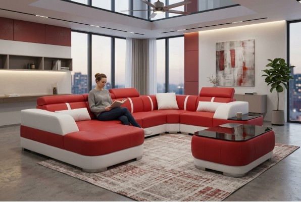Design corner couch seat leather upholstery corner set living landscape sofa with USB