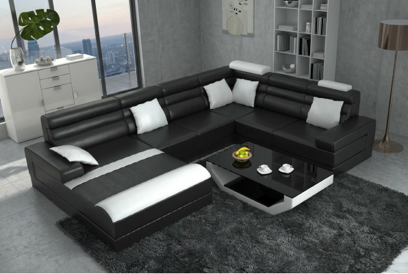 Corner sofa with USB living landscape XXL big couch upholstery set corner couches U-shaped