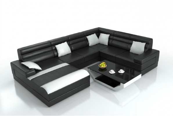 Corner sofa with USB living landscape XXL big couch upholstery set corner couches U-shaped
