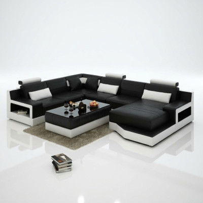 Leather sofa corner sofa with USB design set living area corner seat upholstery Ulm