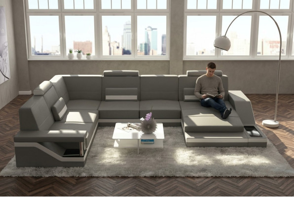 Designer living landscape U-shape with USB corner sofa upholstery set corner suite sofa