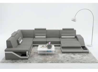 Designer living landscape U-shape with USB corner sofa upholstery set corner suite sofa