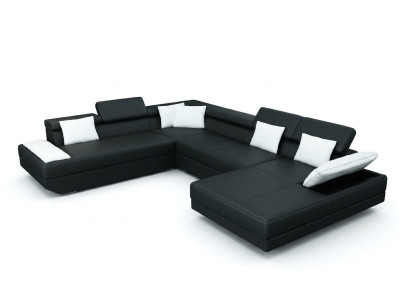Leather sofa with USB upholstery corner suite living landscape XXL Big corner sofa 2719D
