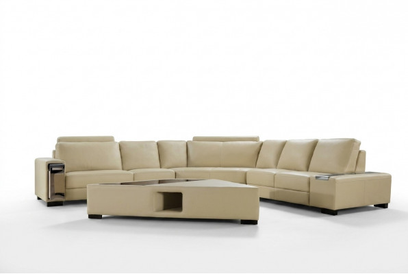 Leather sofa corner sofa with USB, design seat upholstery set living area 2348