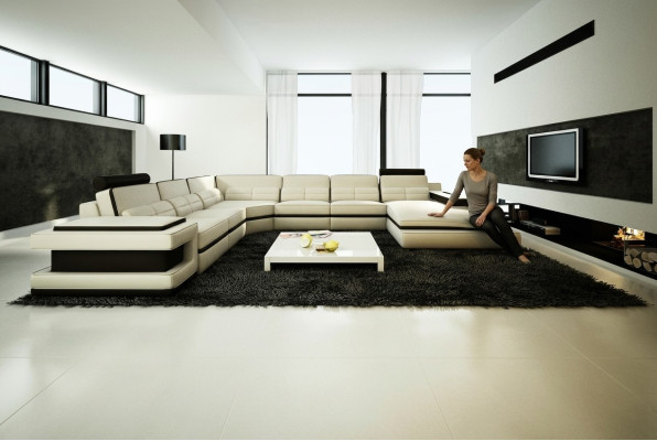Living landscape couch upholstery corner suite designer leather sofa + USB sofa WetzlarD