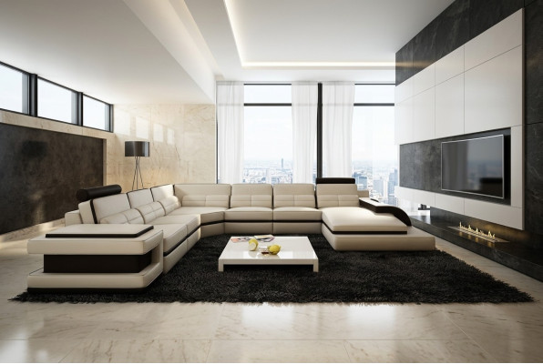 Living landscape couch upholstery corner suite designer leather sofa + USB sofa WetzlarD