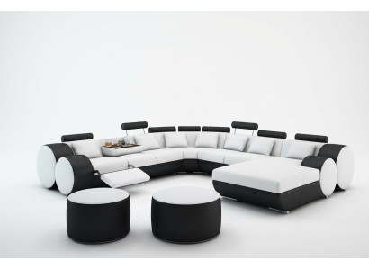 Designer leather sofa with USB XXL living landscape big sofa upholstery corner corner sofa relax