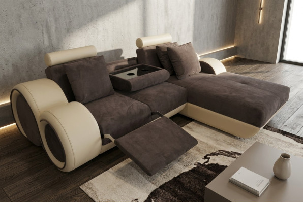 Corner sofa design upholstered leather corner couch corner suite sofa living landscape with USB