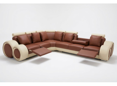 Design leather upholstery XXL seating room sofa with USB design corner suite sofas new