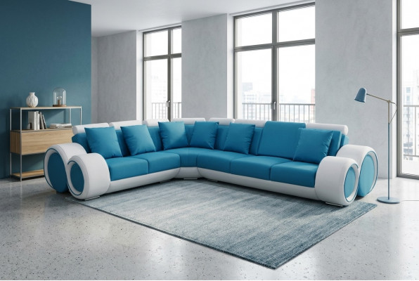 Design leather upholstery XXL seat room corner living sofa + USB designer suite sofas
