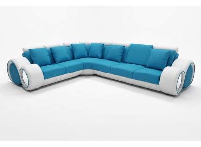 Design leather upholstery XXL seat room corner living sofa + USB designer suite sofas